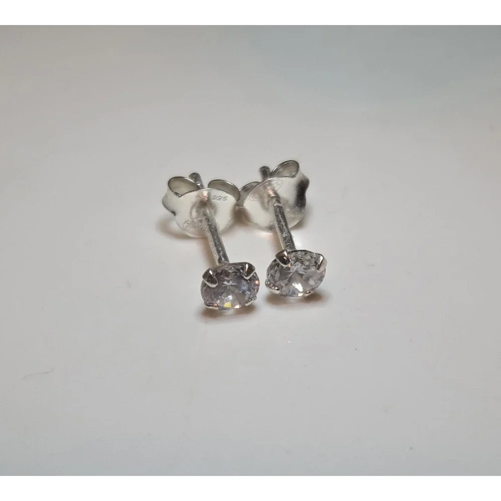 Ste◇Bee Sterling Silver‎ 3.5mm Stud CZ Earrings Baby Toddler Earrings